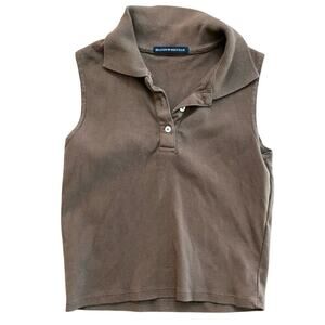 Brandy Melville Brown Button Front Sleeveless Colleena Cropped Top Size